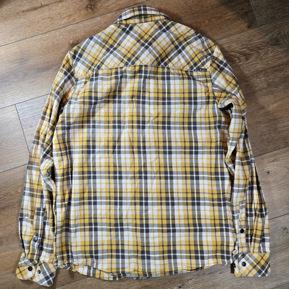 5.11 Tactical Long Sleeve Plaid Snap Shirt Men’s Small Yellow Workwear Outdoor - Picture 7 of 8